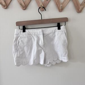 Girls Crewcuts J.CREW White Chino Casual Shorts Scalloped Hem - Size 12